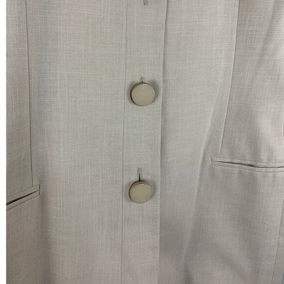 Vintage Oleg Cassini 80s Power Suit Jacket Blazer Size 10P Beige w Shoulder Pads - Picture 4 of 6